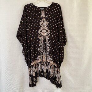 Angie Women Large Blouse Top Shirt Boxy Cover Green Pullover Boho Relax Flowy